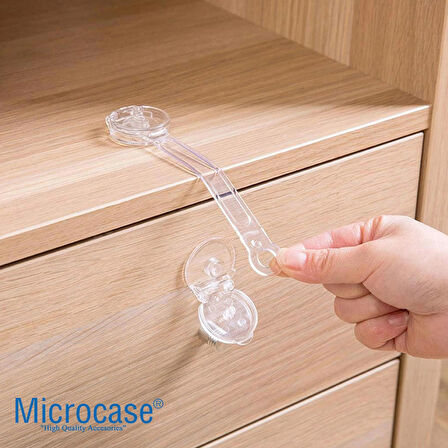 Microcase Plastik Kendinden Yapışkanlı Bebek Eşya Pencere Dolap Kapı Çekmece Kilidi - AL4538 4 Adet Şeffaf
