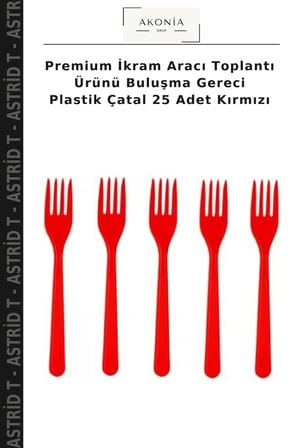 Premium İkram Aracı Toplantı Ürünü Buluşma Gereci Plastik Çatal 25 Adet Kırmızı