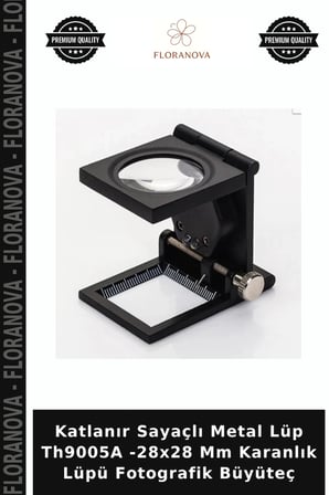 Katlanır Sayaçlı Metal Lüp Th9005A -28x28 Mm Karanlık Lüpü Fotografik Büyüteç