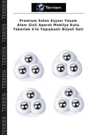 Premium Salon Eşyası Yaşam Alanı Gizli Aparat Mobilya Kutu Tekerlek 4'lü Yapışkanlı Bilyeli Seti