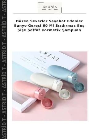 Düzen Severler Seyahat Edenler Banyo Gereci 60 Ml Sızdırmaz Boş Şişe Şeffaf Kozmetik Şampuan