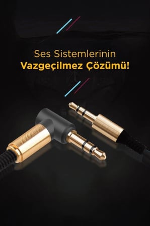 Premium Şarj Kablosu Audio Stereo 3.5 Aux Kablo XF09 Siyah Müzik Keyfi