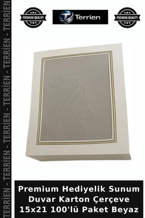 Premium Hediyelik Sunum Duvar Karton Çerçeve 15x21 100'lü Paket Beyaz