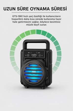 Özel Üretim Müzik Aleti Bluetooth Hoparlör Rgb Işıklı Kablosuz Speaker GTS-1961 Siyah