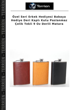 Özel Seri Erkek Hediyesi Babaya Hediye Deri Kaplı Kutu Paslanmaz Çelik Tekli 9 Oz Derili Matara