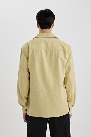 DeFacto Regular Fit Polo Yaka Basic Düz Pamuklu Uzun Kollu Gömlek B2654AX24SPKH486