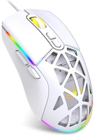 Claw's Nexus X1 12800 Dpi Makro Yazılımlı & Değiştirilebilir Kapaklı RGB Gaming Mouse - Beyaz