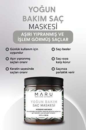 Maru Intensive Keratin Aşırı Yıpranmış Saçlara Özel Yoğun Saç Bakım Maskesi 500 ml 