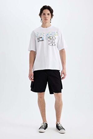 DeFacto Comfort Regular Fit Rahat Kalıp Bisiklet Yaka Sırt Baskılı Kısa Kollu Tişört C5675AX24HSWT34