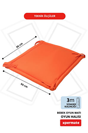 XPERMATE Bebek Oyun Matı ve Oyun Halısı Su itici Kumaş 90x96x3 Cm Turuncu