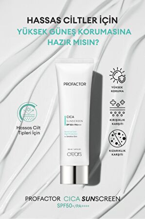Hassas Cilt Tipleri için Cica İçerikli Güneş Kremi Cre'ars Profactor Cica Sunscreen