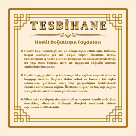 Kararmaz Metal Püsküllü Küre Kesim Havlit Doğaltaş Tesbih
