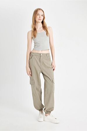 DeFacto Coool Gabardin Jogger Pantolon Normal Bel Basic Düz Kargo Cepli B0454AX24AUKH419