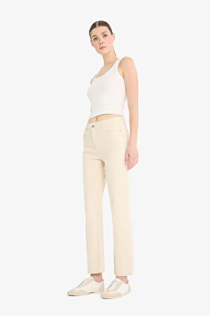 Comfort Straight Yüksek Bel Bilek Boy Jean Pantolon