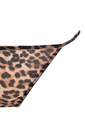 DeFacto Fall in Love Leopar Desenli Tül Slip Külot D5603AX24AUBK81