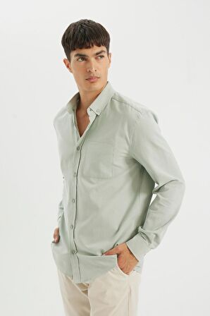 DeFacto Regular Fit Polo Yaka Oxford Basic Düz Uzun Kollu Gömlek A8028AX24AUGN1128
