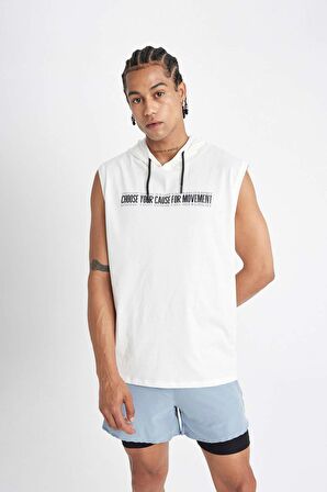 DeFactoFit Slim Fit Dar Kesim Baskılı Kapüşonlu Sporcu Atlet A1819AX24HSER105