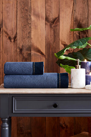 Özdilek Oregon Maskülen Nakışlı Denim 2'Li Havlu Set