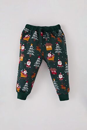 DeFacto Erkek Bebek 2'li Takım Yılbaşı Temalı Bisiklet Yaka Sweatshirt Beli Lastikli Eşofman Altı D6730A524WNGN671