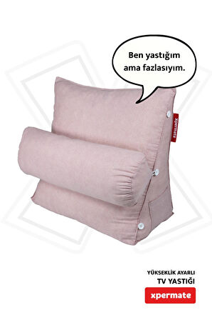 XPERMATE Yükseklik Ayarlı TV ve Kitap Okuma Yastığı Bel, Sırt ve Boyun Desteği Pembe