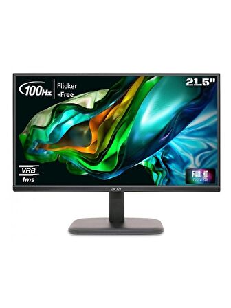  Acer EK220QH3bi Monitör 21.5" (55cm) FHD Kenar Çerçevesiz VA 1920x1080 100HZ 1MS(VRB) 250nits 1VGA 1HDMI 100x100 Vesa FreeSync Siyah - UM.WE0EE.301