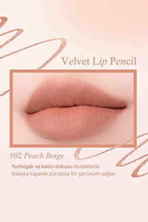 Kremsi Formüle Sahip Dudak Kalemi ve Kalemtıraş Seti Clio Velvet Lip Pencil Set (02 Peach Beige)