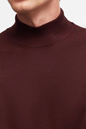 Ds Damat Regular Fit Bordo Düz Örgü Kazak 3HF062436275M