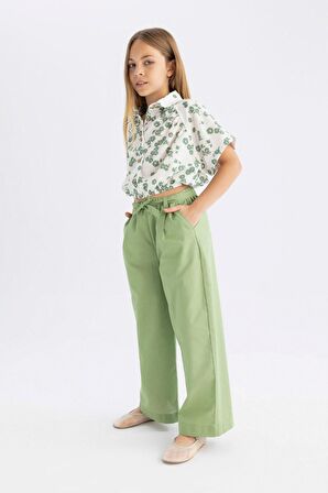 DeFacto Kız Çocuk Wide Leg Geniş Paça Pamuklu Pantolon B5045A824HSGN1181