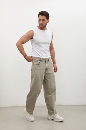 Erkek Skater Fit Jean Pantolon Kahverengi