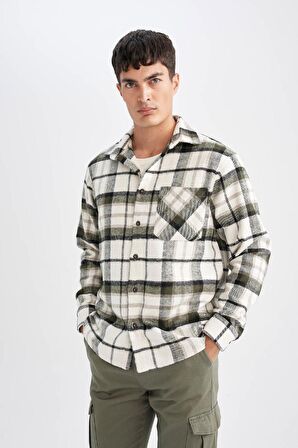 DeFacto Regular Fit Kareli Oduncu Flanel Uzun Kollu Gömlek D1659AX24AUKH206