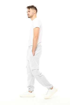 defy's Erkek Kargo Cepli Jogger Eşofman Altı Kar Melanj