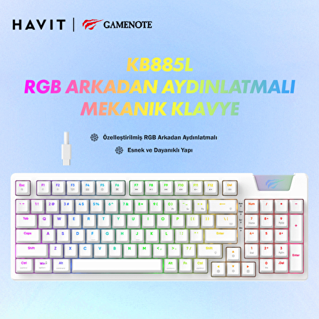 Havit Gamenote KB885L RGB Backlit Gaming Mekanik Klavye Beyaz