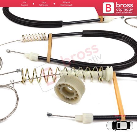 BMW 6 Serisi F06 Gran Coupe 2011-2018 51337268798 İçin Ön Sağ Kapı Cam Kriko Tamir Seti