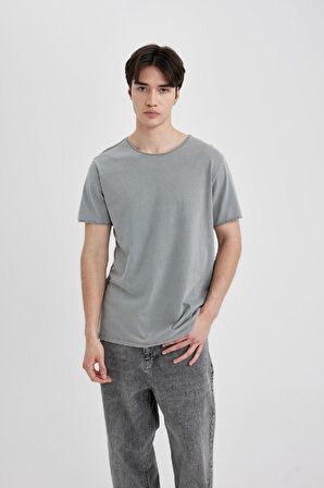 DeFacto Regular Fit Bisiklet Yaka Basic Düz Kısa Kollu Tişört B3491AX24SPGR367