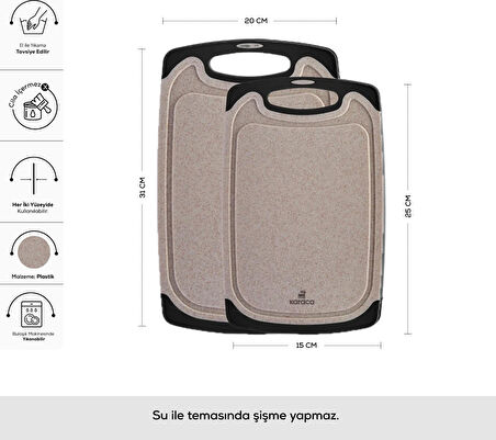 Karaca Daily Granit Desenli Krem 2'li Kesme Tahtası 25/31 cm