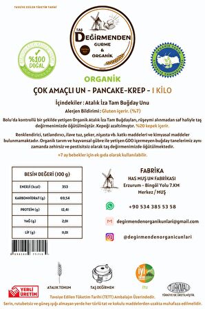 Organik Atalık Çok Amaçlı Un - Pancake-Krep - 1 Kilo