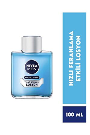 Nivea Men Erkek Tıraş Sonrası Losyon Protect&care 100ml, Hızlı Ferahlama, Nemlendirici, Pantenol, Aloevera