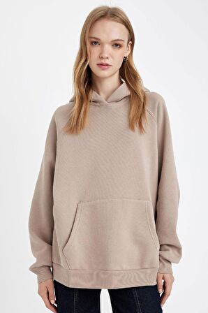 DeFacto Oversize Fit Kapüşonlu Kalın Kumaş Basic Sweatshirt C7805AX24WNBG268