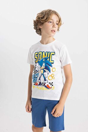 DeFacto Erkek Çocuk Sonic the Hedgehog Kısa Kollu Şortlu Pijama Takımı C5508A824SMWT34