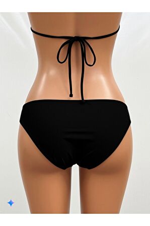 Siyah Düz Kalın Kenar Bikini Altı