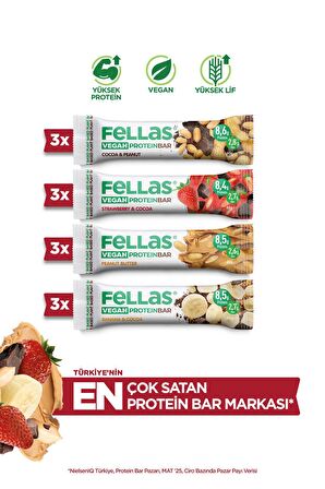 Vegan Protein Bar 40g Karma Kutu 12 Adet (4 ÇEŞİT)