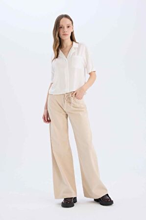 DeFacto Coool Gabardin Pantolon Wide Leg Yüksek Bel Geniş Bol Paça E1794AX25SPER222
