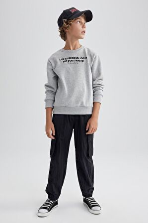 DeFacto Erkek Çocuk Kargo Jogger Paça Paraşüt Pantolon B2589A823AUBK27