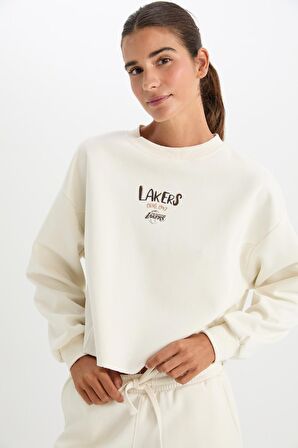 DeFactoFit NBA Los Angeles Lakers Bisiklet Yaka Sweatshirt D0682AX24AUER105