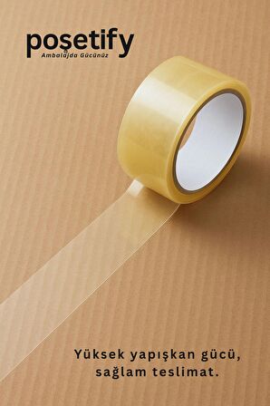 45mm x 100 Metre Koli Bandı | Güçlü Yapışkanlı Şeffaf Paketleme Bandı | Tekli