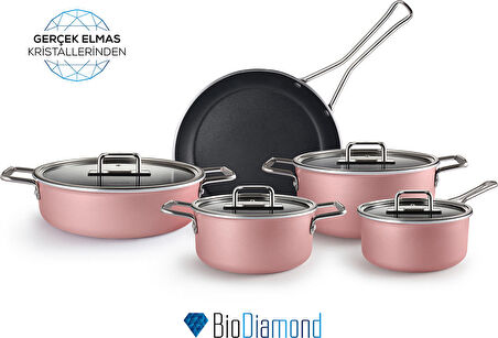 Karaca Mastermaid Biodiamond 9 Parça Tencere Seti Pink