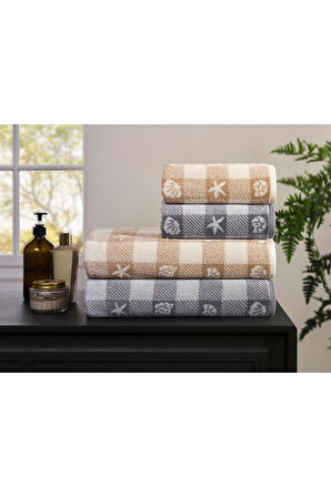 Özdilek Shell Plaid Kadife Havlu Seti