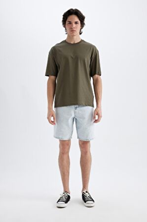 DeFacto Boxy Fit Bisiklet Yaka Basic Düz Kısa Kollu Tişört D5071AX24HSKH361