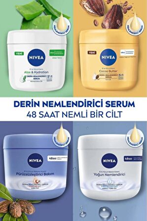 Nivea Aloe Vera 5'i 1 Arada El Ve Vücut Kremi 400ml, 48 Saat Nemlendirici Serum, Normal Ve Kuru Ciltler