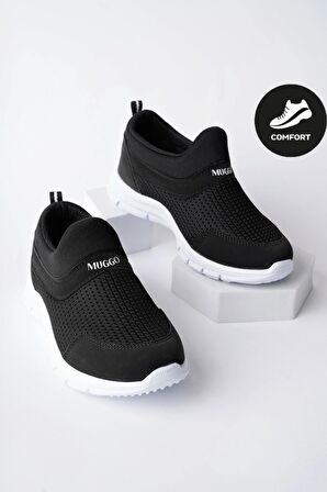 Muggo Tedy Garantili  Unisex Çocuk Bağcıksız Rahat Esnek Günlük Sneaker Spor Ayakkabı